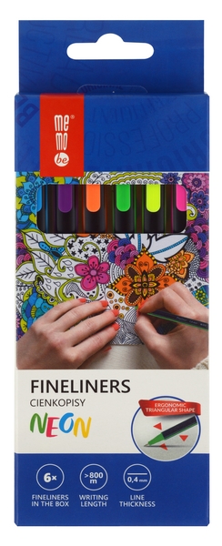 Cienkopisy neonowe MemoBe 0,4mm 6 kol